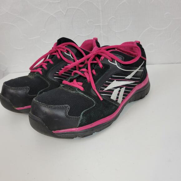 Reebok Anomar Work Womens 7.5‎ Black Pink Steel Toe Safety Shoes - Picture 3 of 9